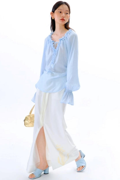 Magnolia Hand-Cranked Appliqué Skirt