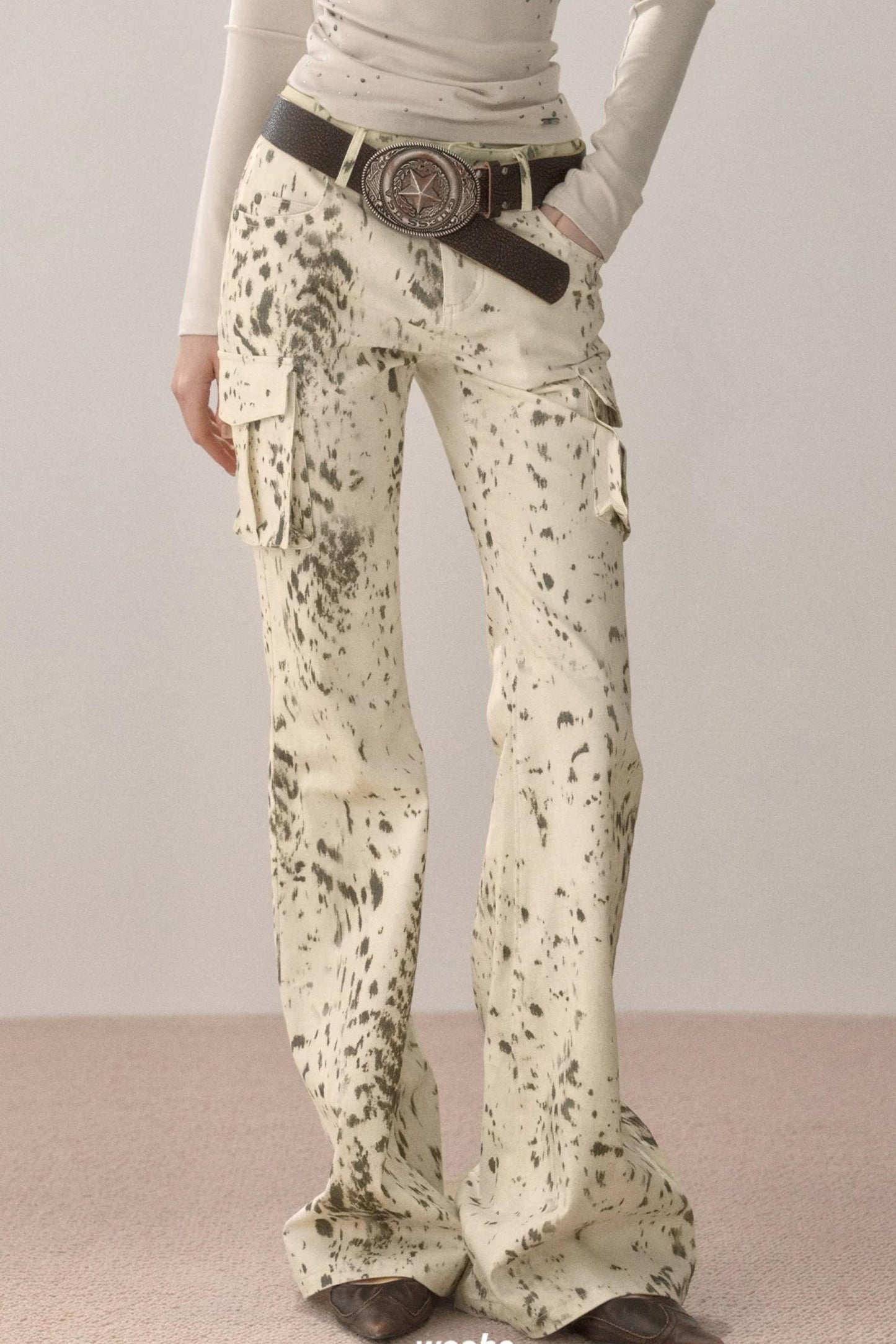 Retro Splash-Ink Flared Pants