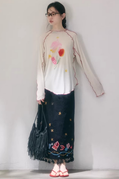 Tencel-Bluse mit Poesie-Print