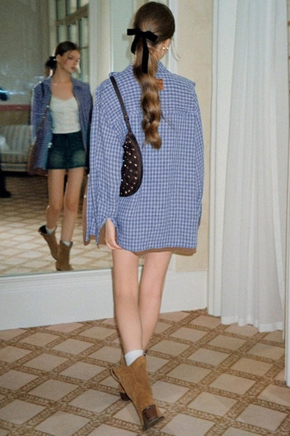 Contrast Fake Two-Piece loose Shirt