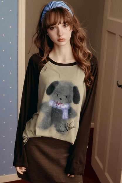 Contrasting Raglan Sleeve Top