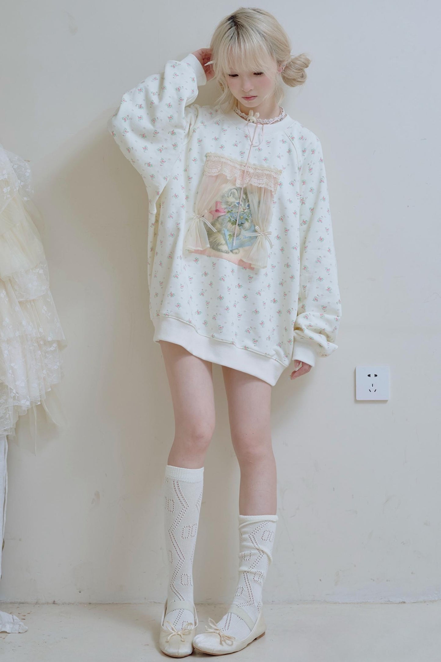 Vintage Kitten Print Top