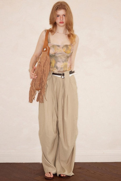 Pink Coffee Color Ink Smudge Print Camisole