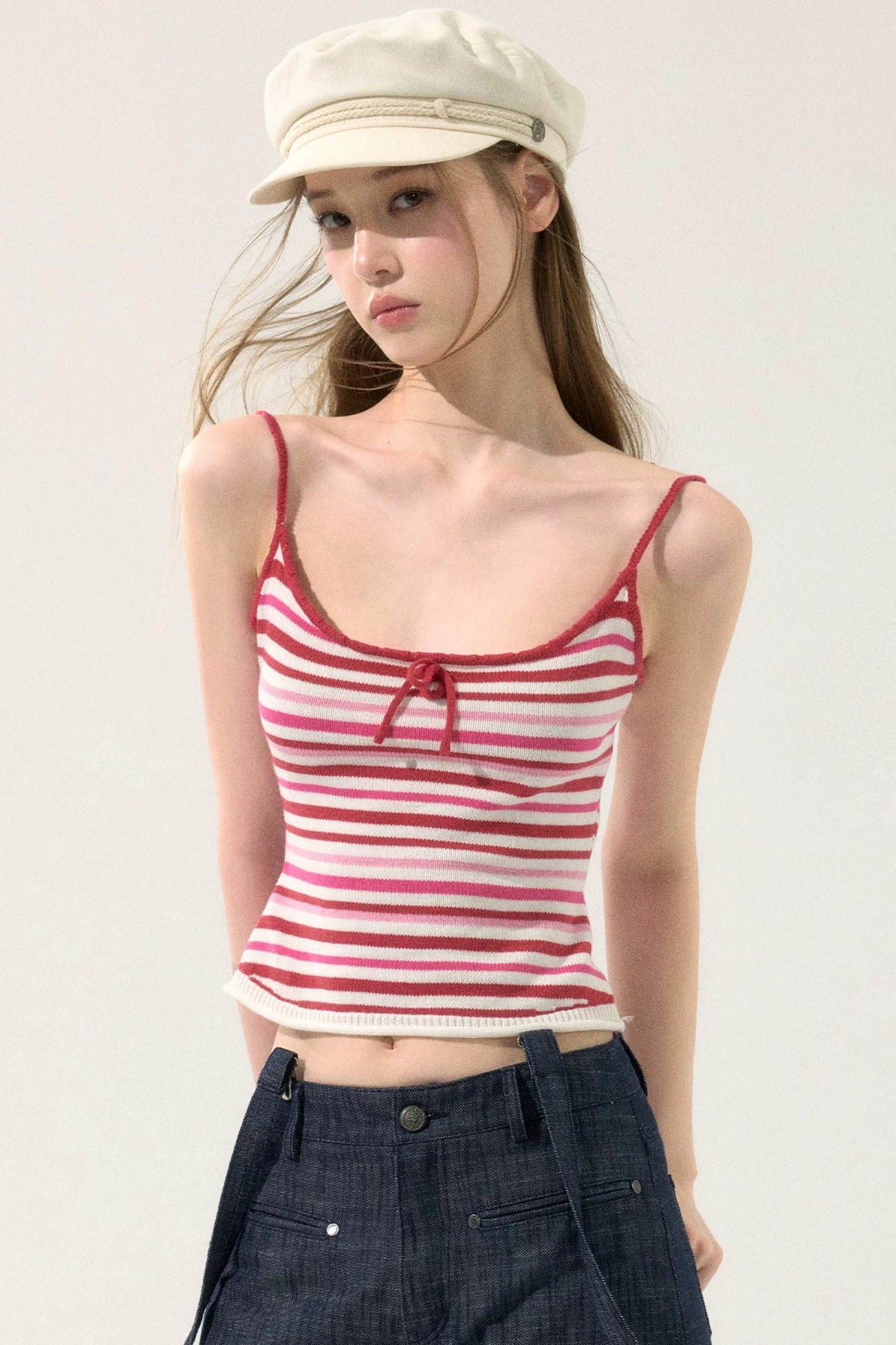 Romantic Striped Knit Vest