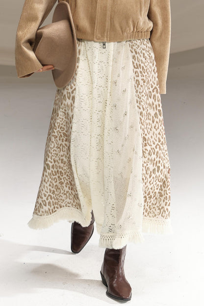 Beaded Silk Leopard Skirt