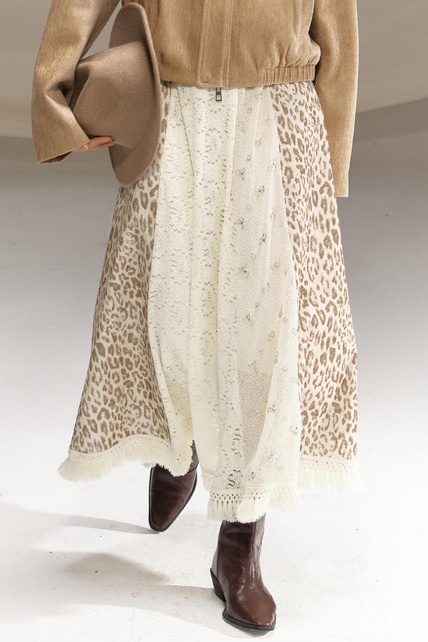 Beaded Silk Leopard Skirt