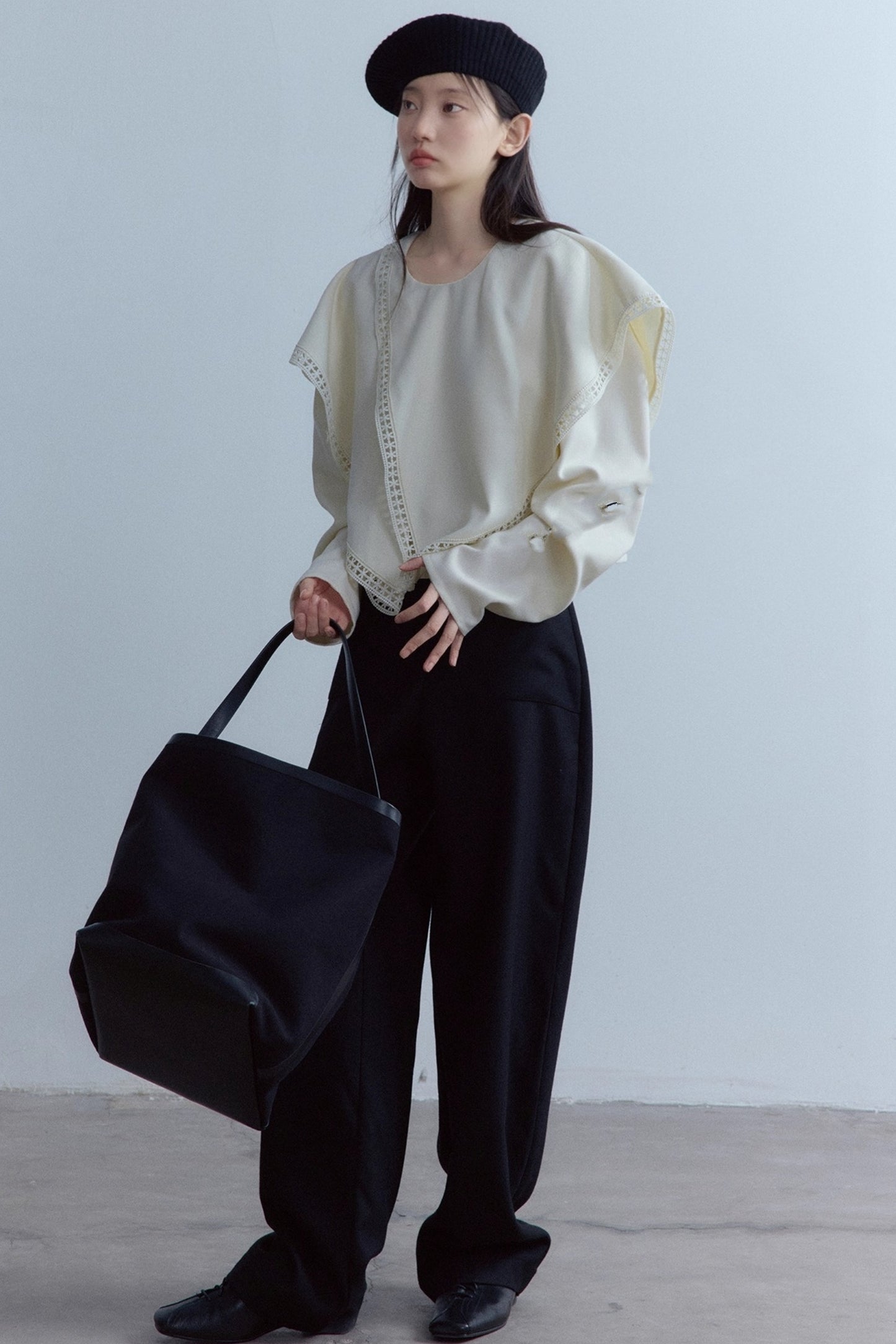 Off-White Asymmetrical Wool Top
