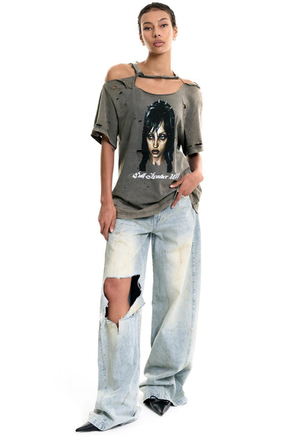 Spoiled Aesthetic Distressed Baggy T-shirt