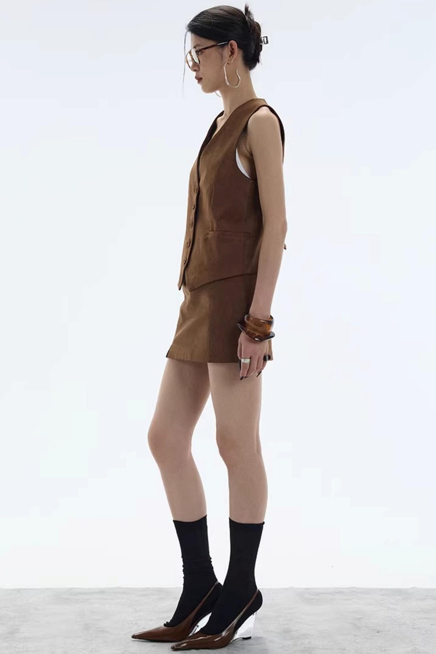 Hazelnut Suede Mini Skirt