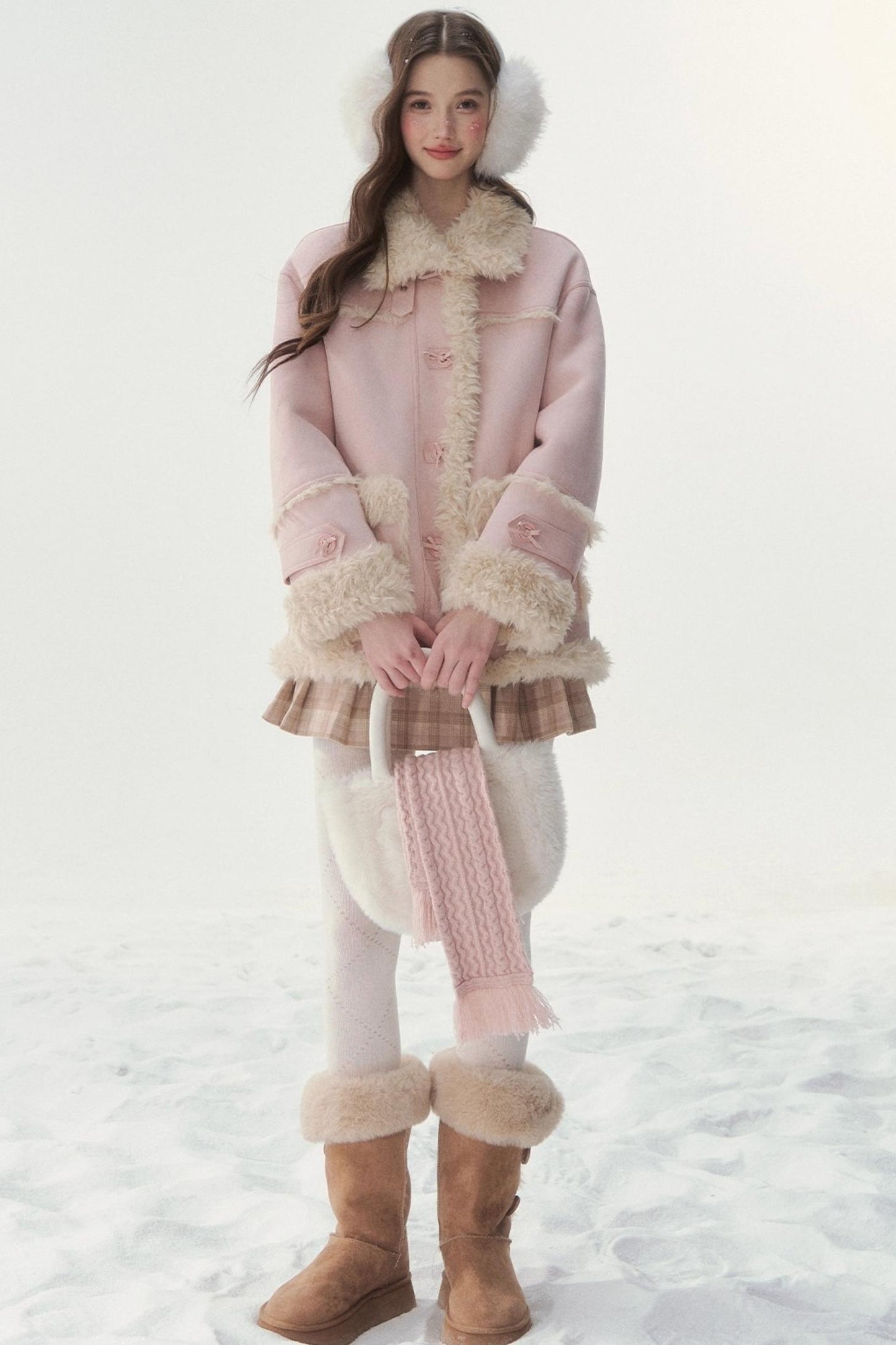 Pink and Blue Reversible Fur Coat