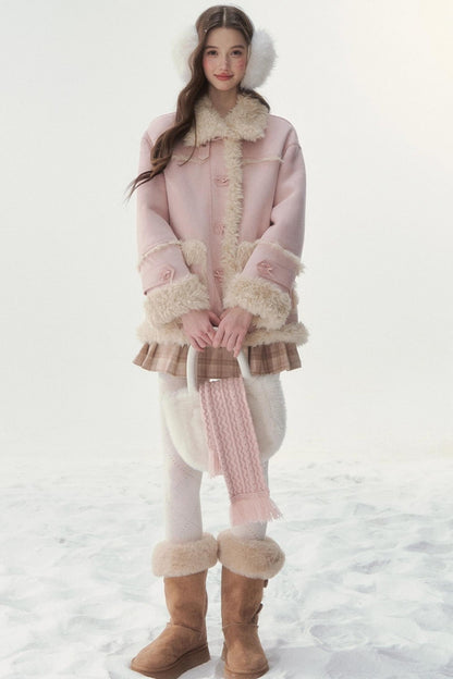 Pink and Blue Reversible Fur Coat