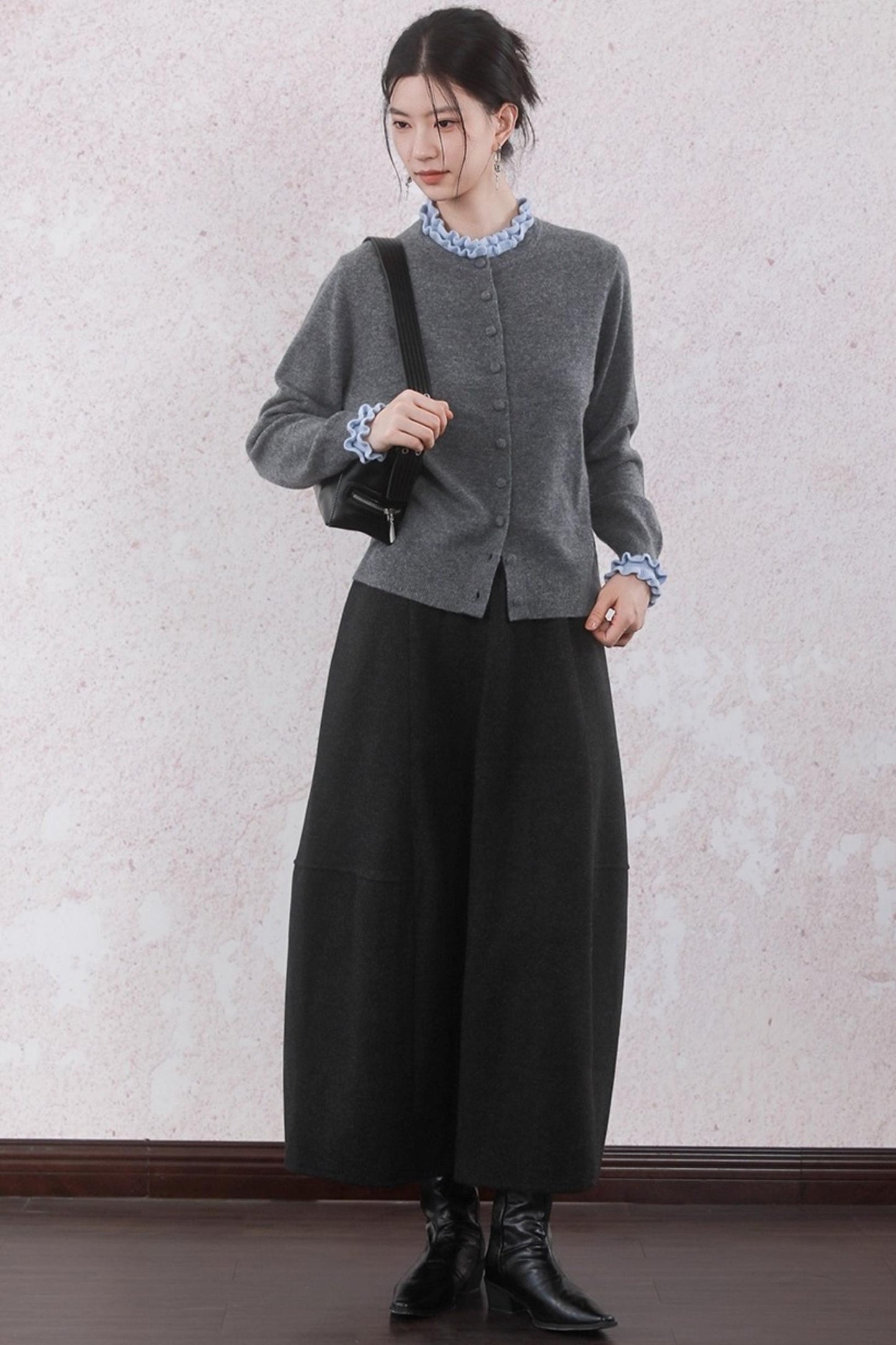 Patchwork Ruffled Cardigan