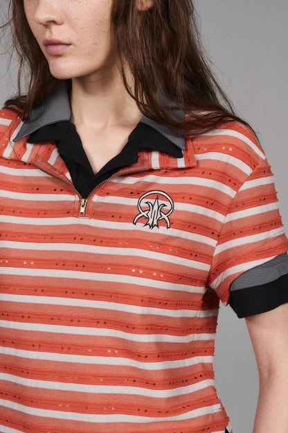 Striped Orange Polo Top