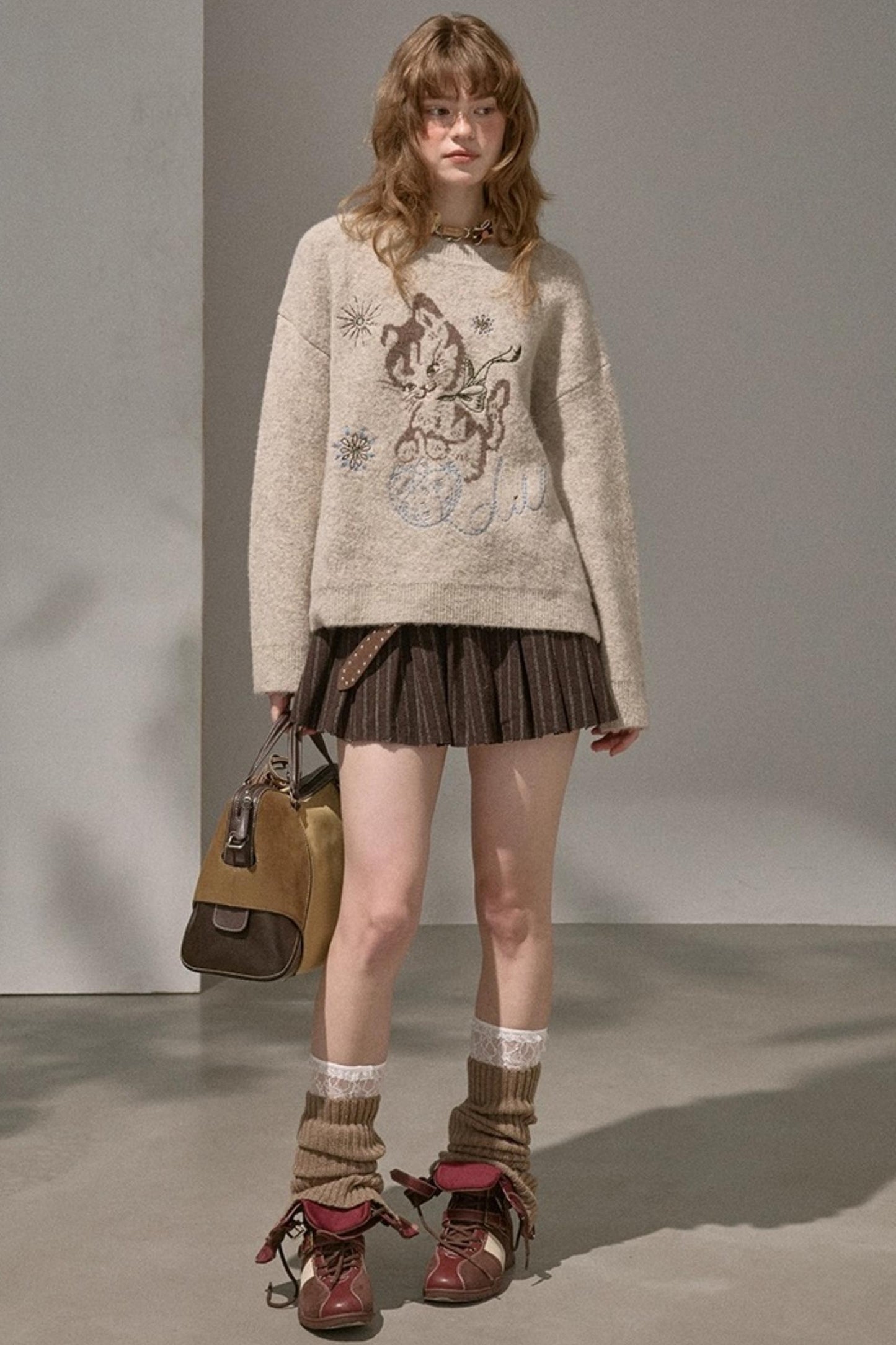 Winter Tweed Pleated Puffy Skirt