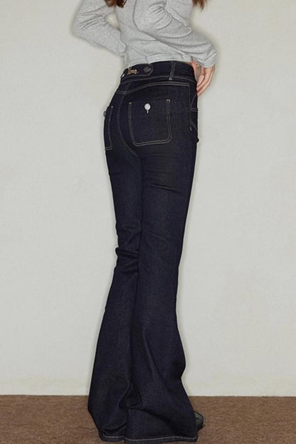 Irregular Topline Slim Bootcut Jeans