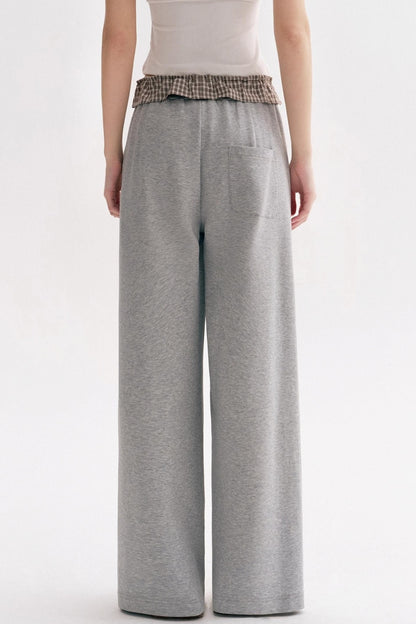 Lazy Contrast Wide-Leg Sweatpants