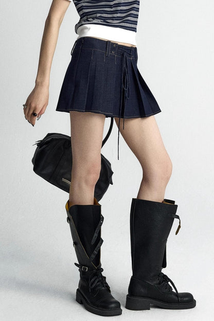 Vintage Crossover Pleated Skirt