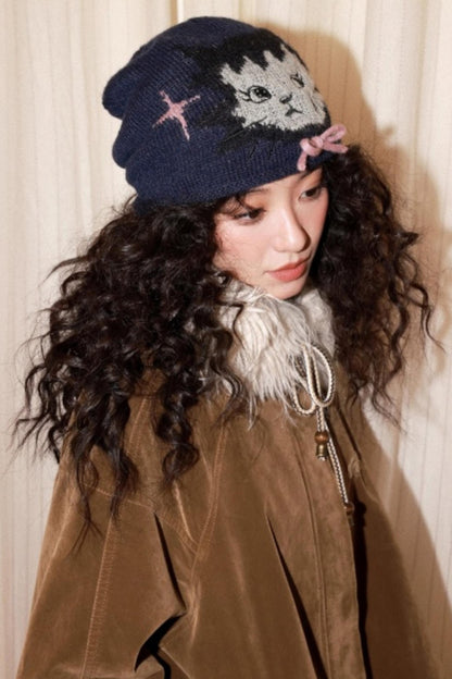 Knitted Cat Beanie Hat
