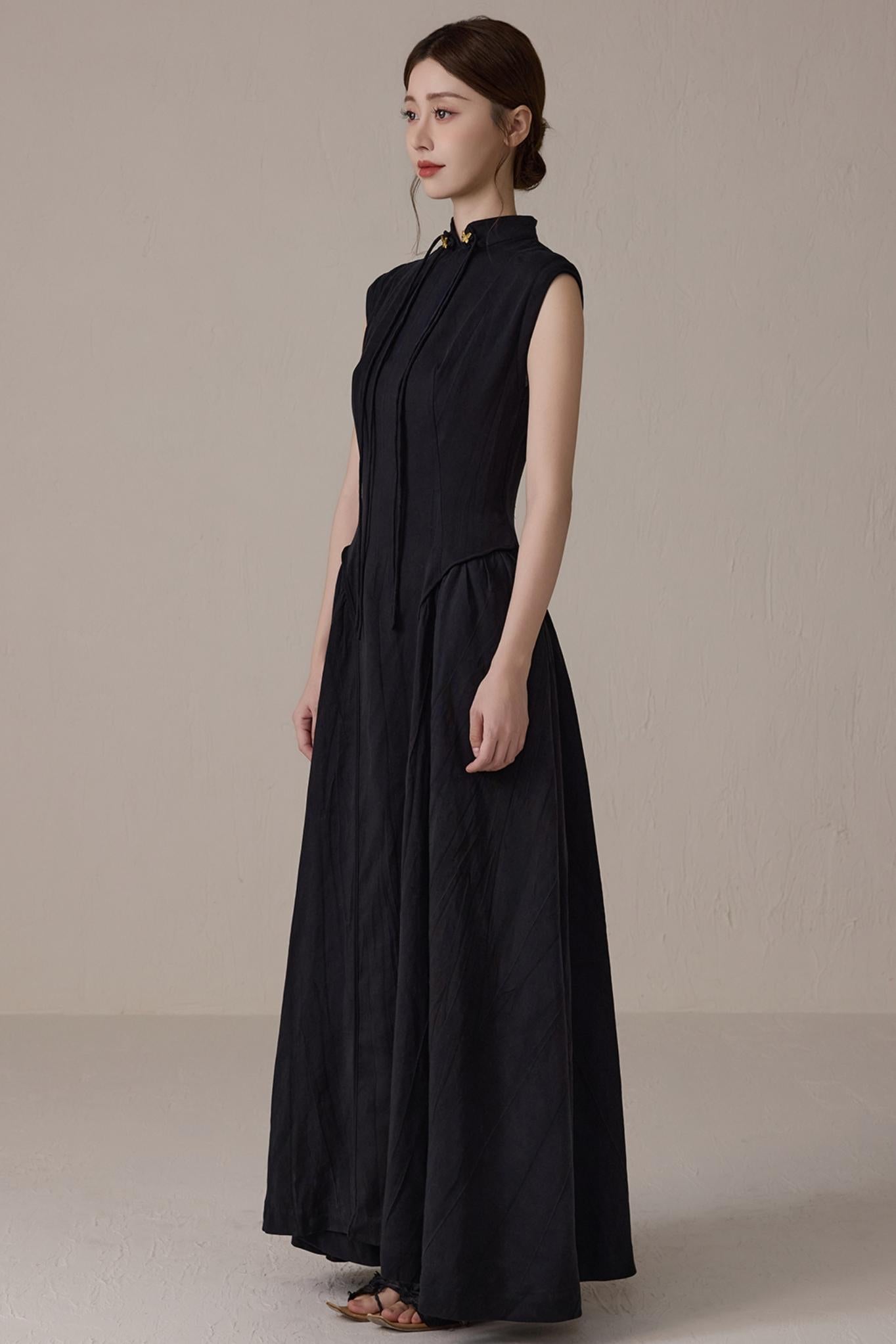 Elegant Black Cheongsam Dress