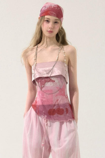 Irregular Hem Printed Tube Top