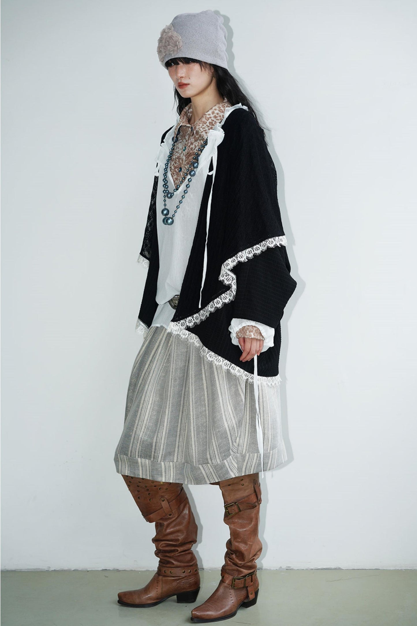 Vintage Paneled Lace Cropped Cardigan Coat