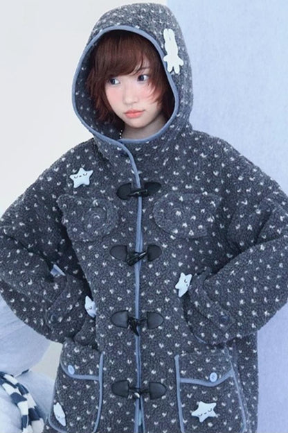 Polka Dot Grey Hooded Jacket