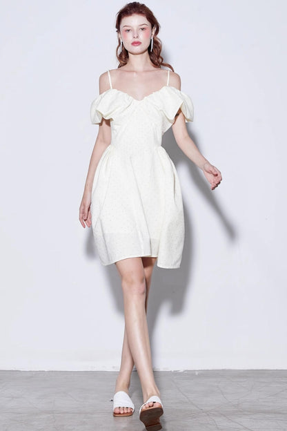 Rhinestone Puff Sleeve Dress