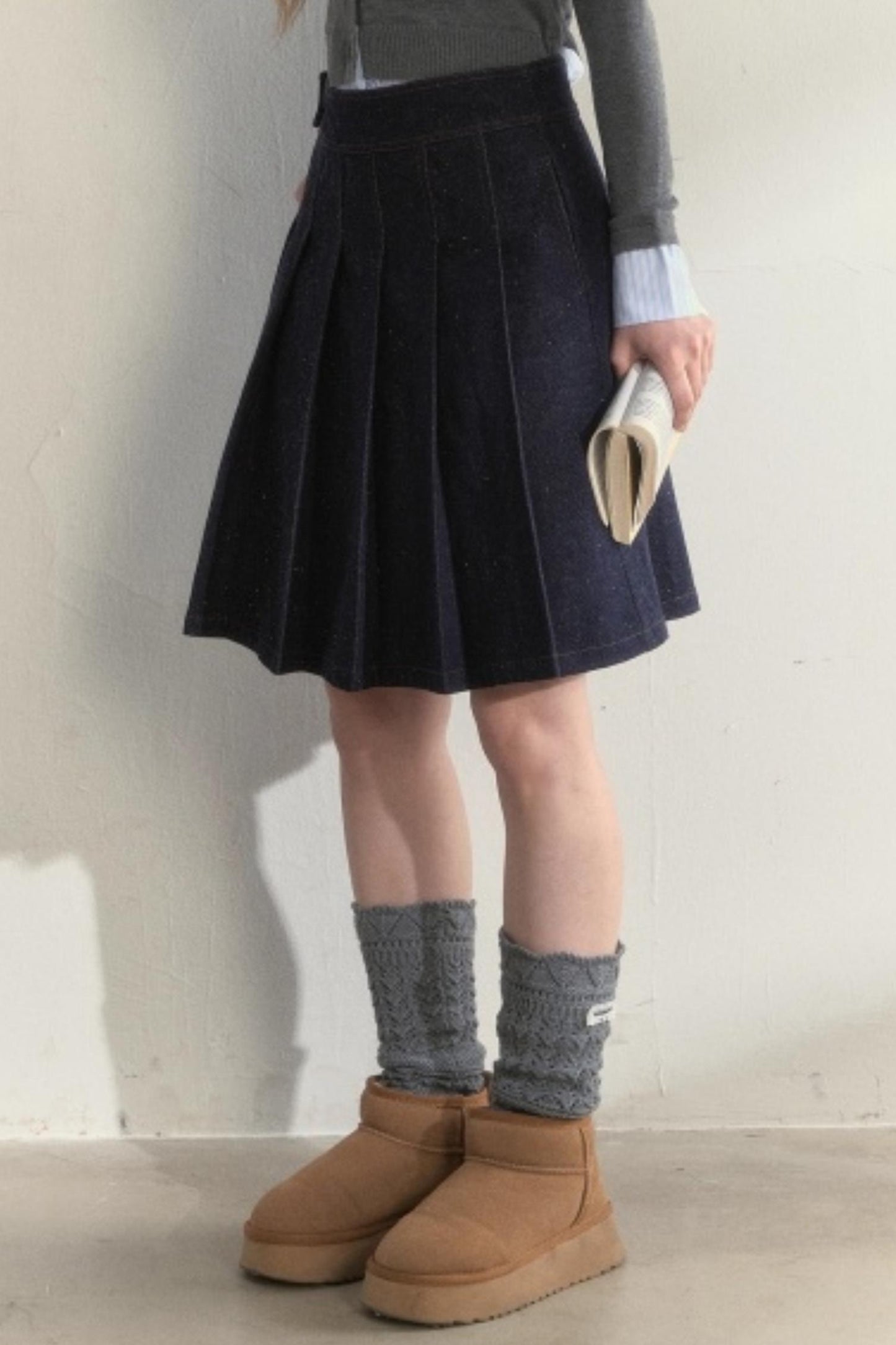 Vintage Denim Pleated Jacket Set-Up