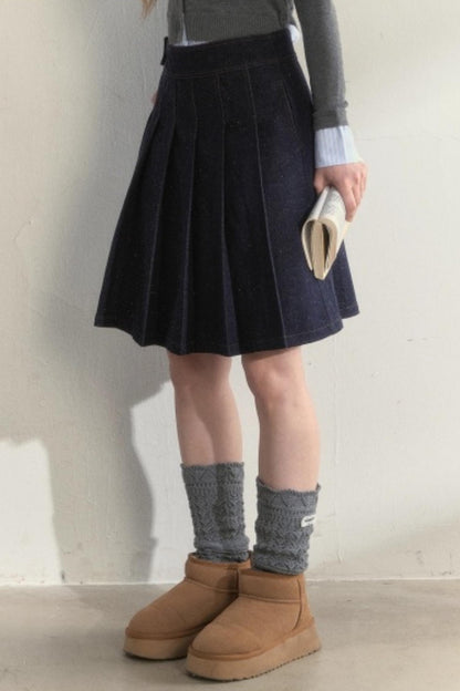 Vintage Denim Pleated Jacket Set-Up