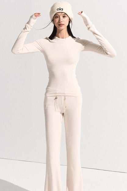 Soft Crew Neck Knitwear Bootcut Trouser Set-Up