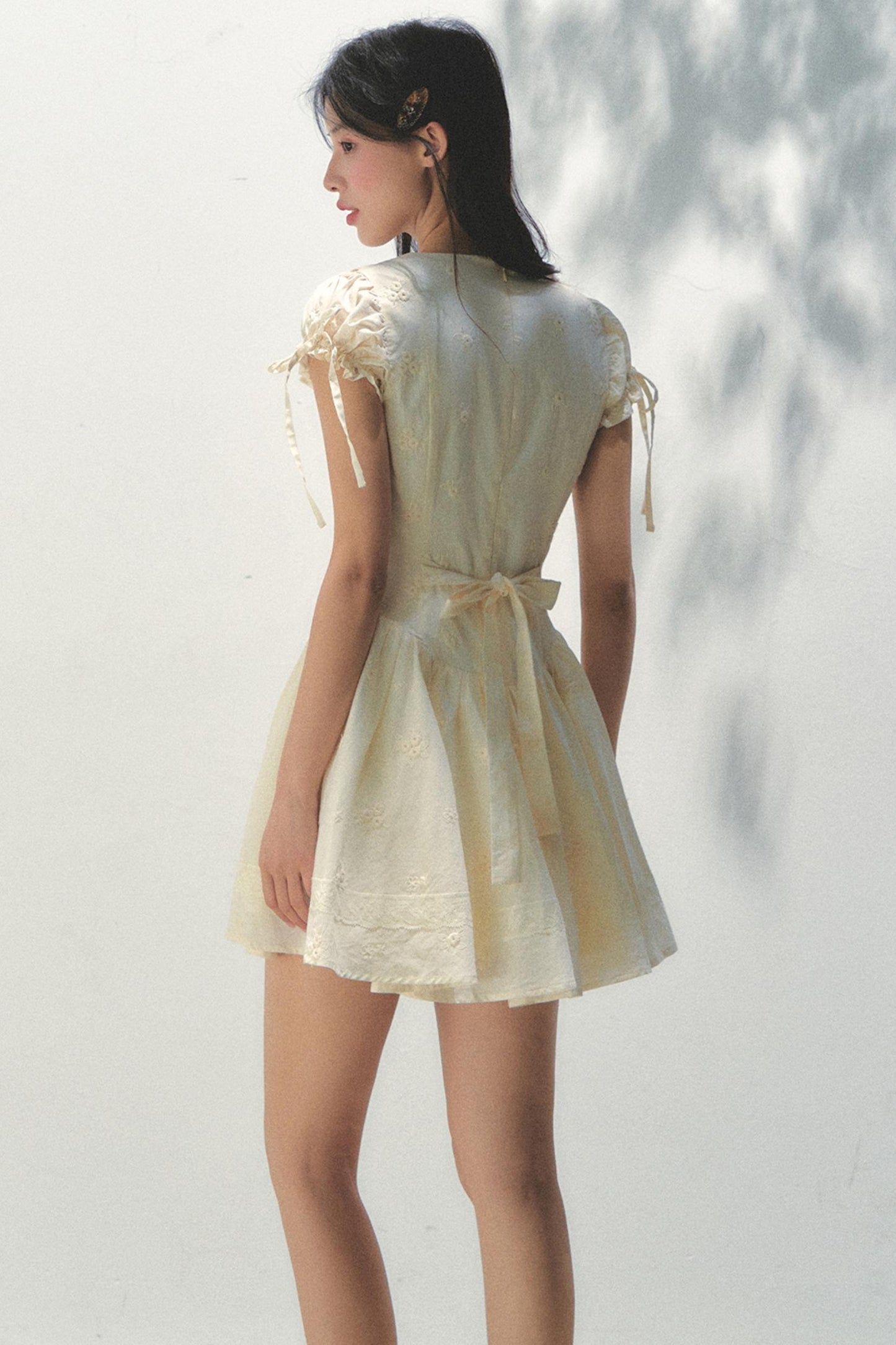 Holiday Embroidered Bubble Sleeve Dress