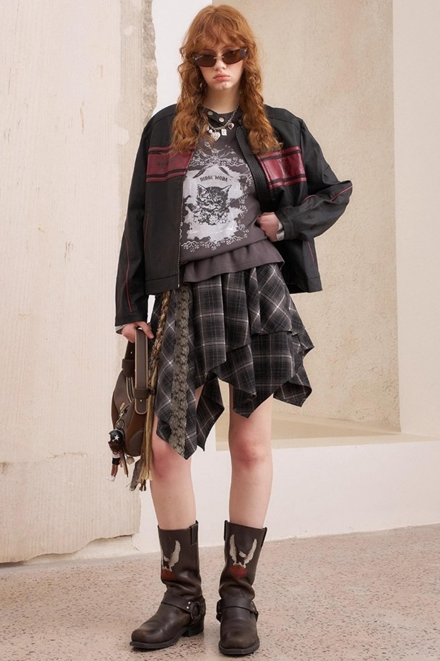 Rose Embroidered Leather Jacket