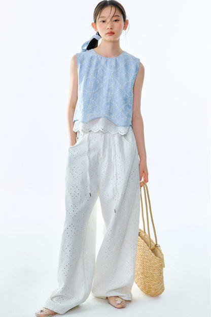 Linen Blend Top & Skirt Set-Up