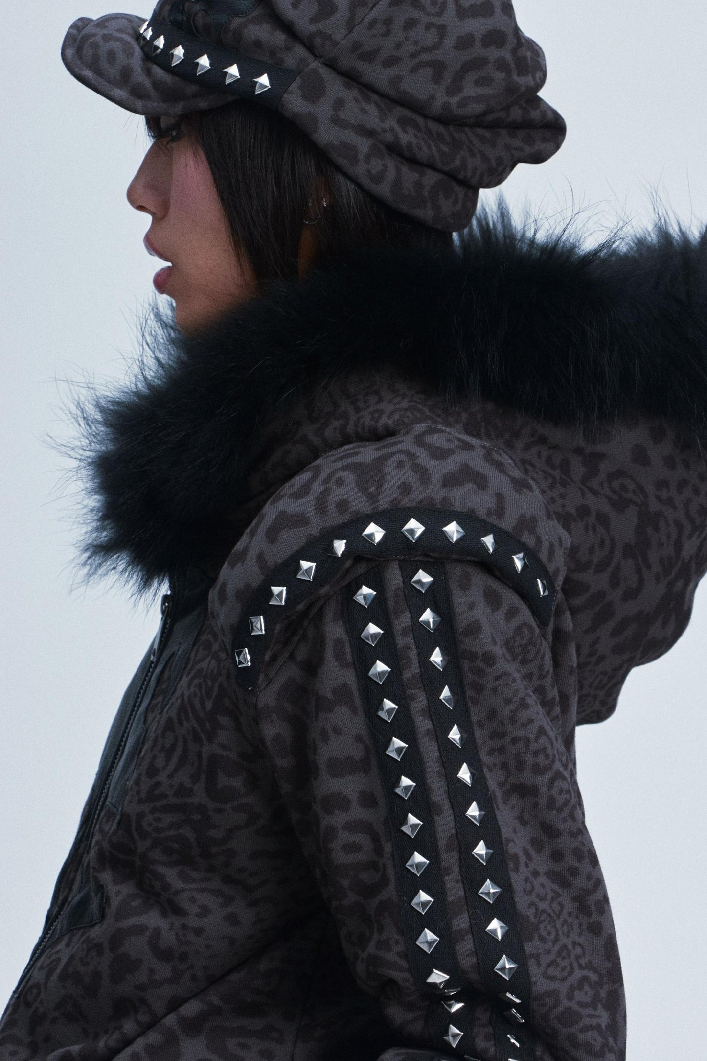 Leopard Print Hooded Jacket Set-Up