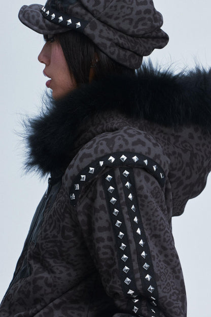 Leopard Print Hooded Jacket Set-Up