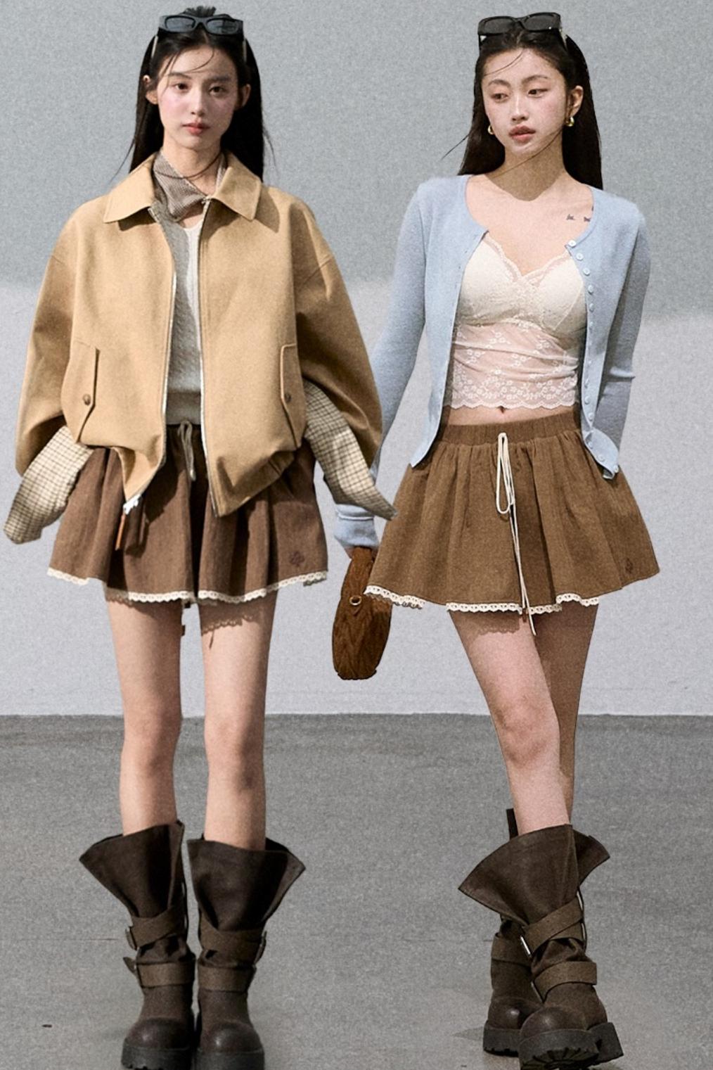 Cotton Texture A-Line Skirt