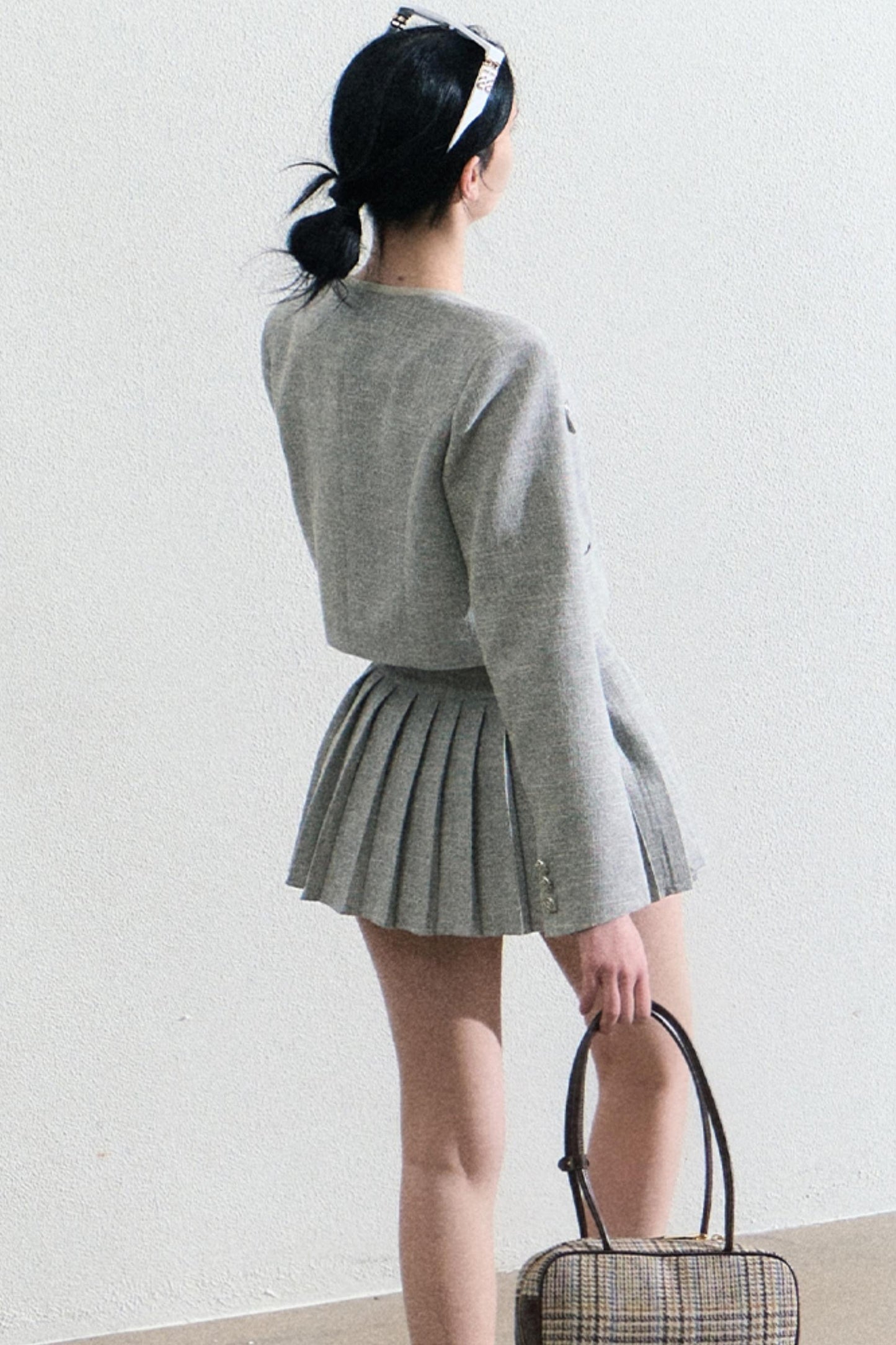 Linen Jacket & Pleated Skirt Set