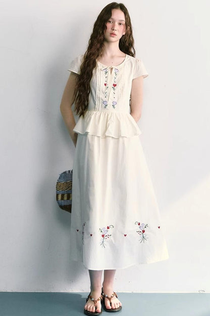 Colorful Embroidered Double-Layer Dress