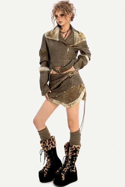 Distressed Spicy Girl Skirt Set-Up