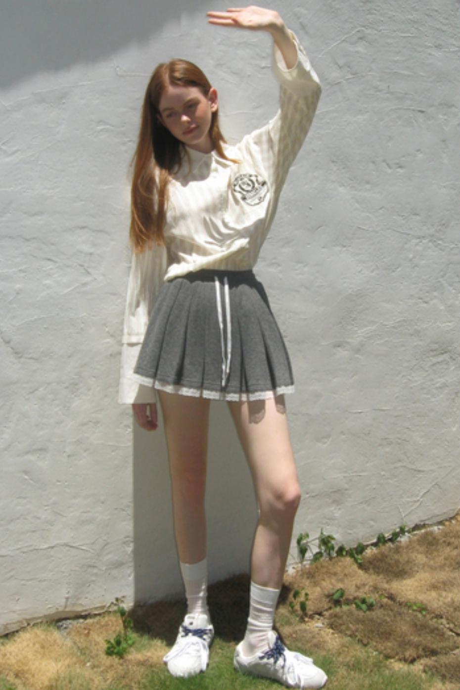 Beige Striped Embroidered Shirt