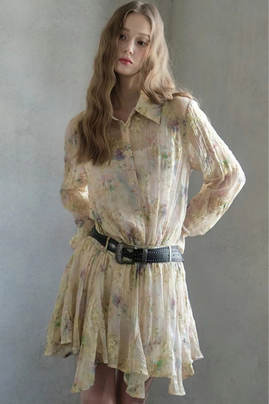 Sunset Embroidery Pleated Dress Set