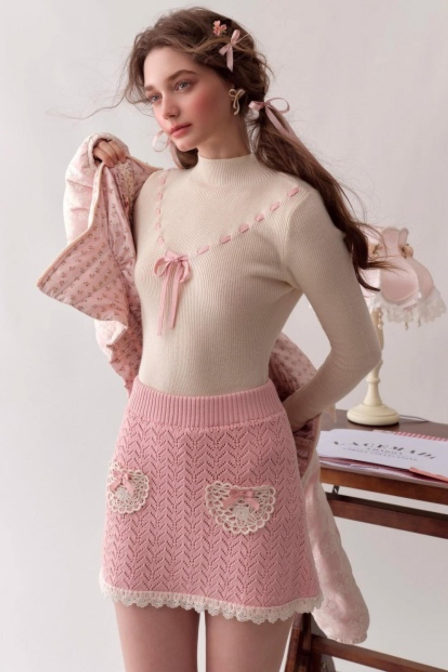 Lacemade Knit Sweater Skirt Set