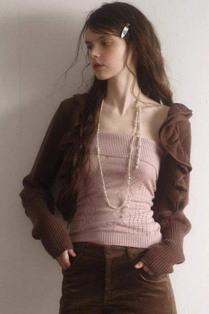 Retro Rüschen-Cardigan-Set