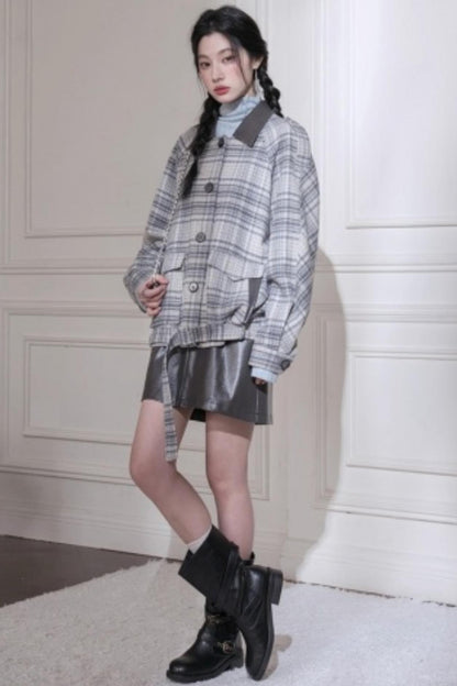 Snow Plaid Wool Tweed Jacket Set-Up