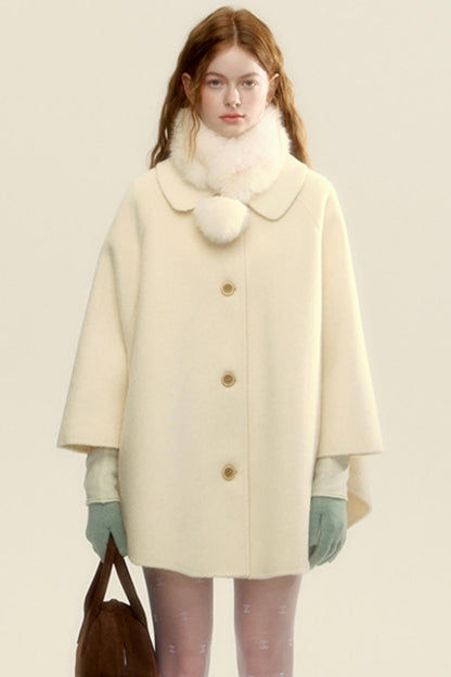 Double-Faced Wool Short Cape Coat