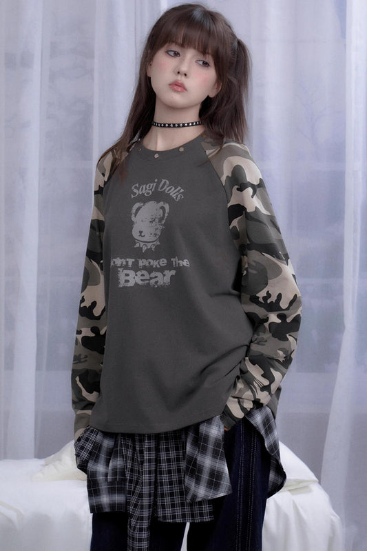 Camouflage Raglan Sleeve T-shirt