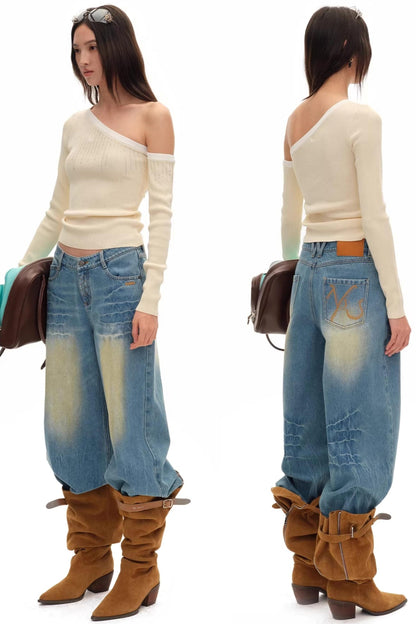 Vintage-Jeans mit weitem Bein