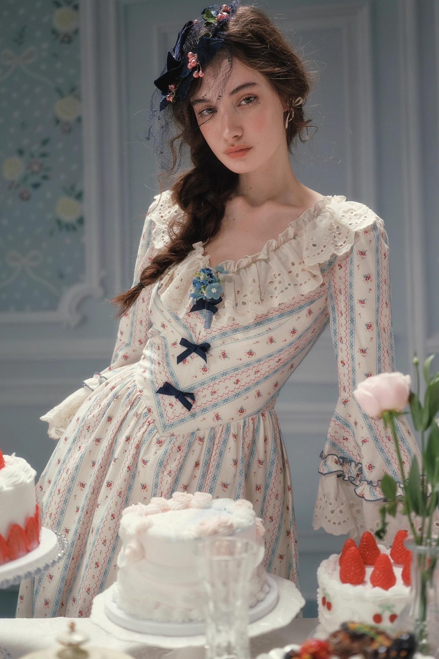 Versailles French Rustic Striped Dress