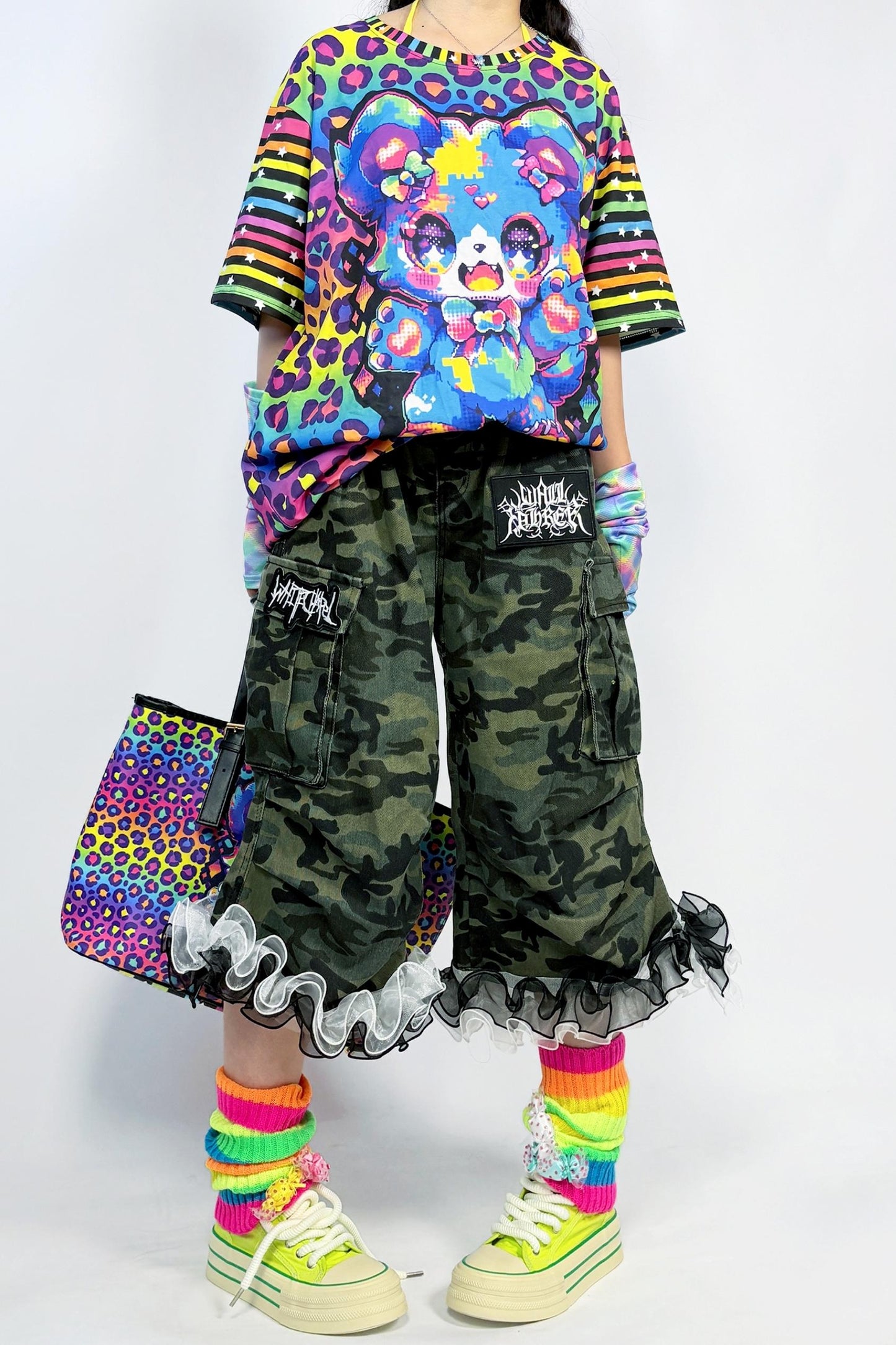 Rainbow Color Cotton Loose T-shirt