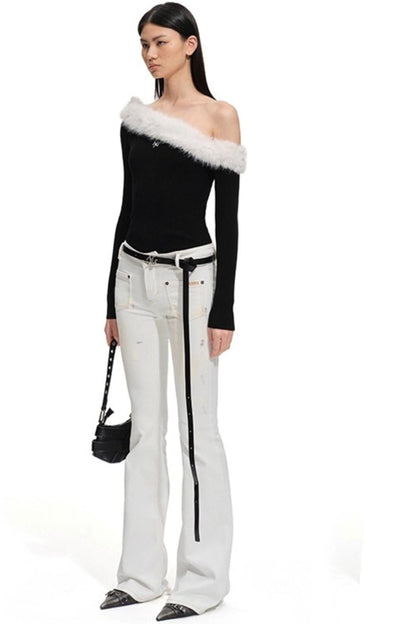 Fur Collar Knit Sweater